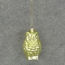 ORNAMENT GLASS OWL 3"  LIGHT GREEN