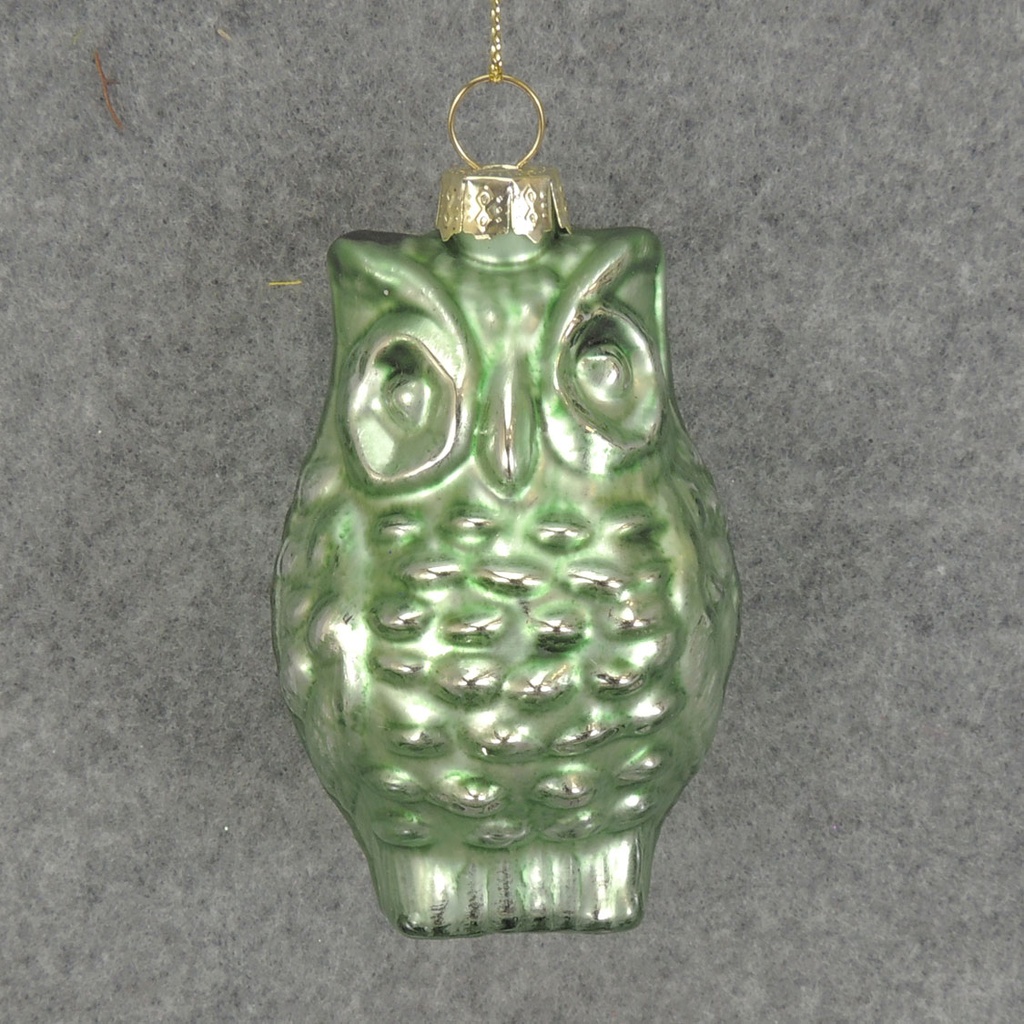 ORNAMENT GLASS OWL 3"  MINT