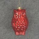 ORNAMENT GLASS OWL 3"  RED