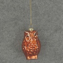 ORNAMENT GLASS OWL 3"  RUST