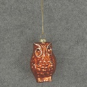 ORNAMENT GLASS OWL 3"  RUST