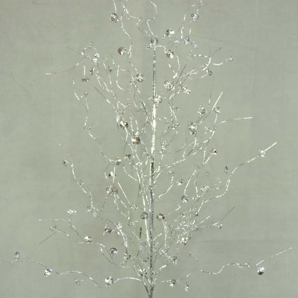 TREE 40" BEADED SILVER/CLEAR