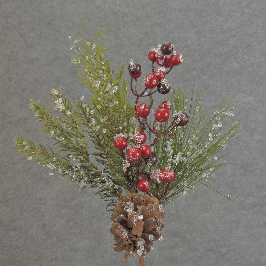 PINE SPRAY 16" W/ BERRY/CONES ICE