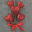 HEART GLITTER PICK X6 9.5" RED W/ BOW