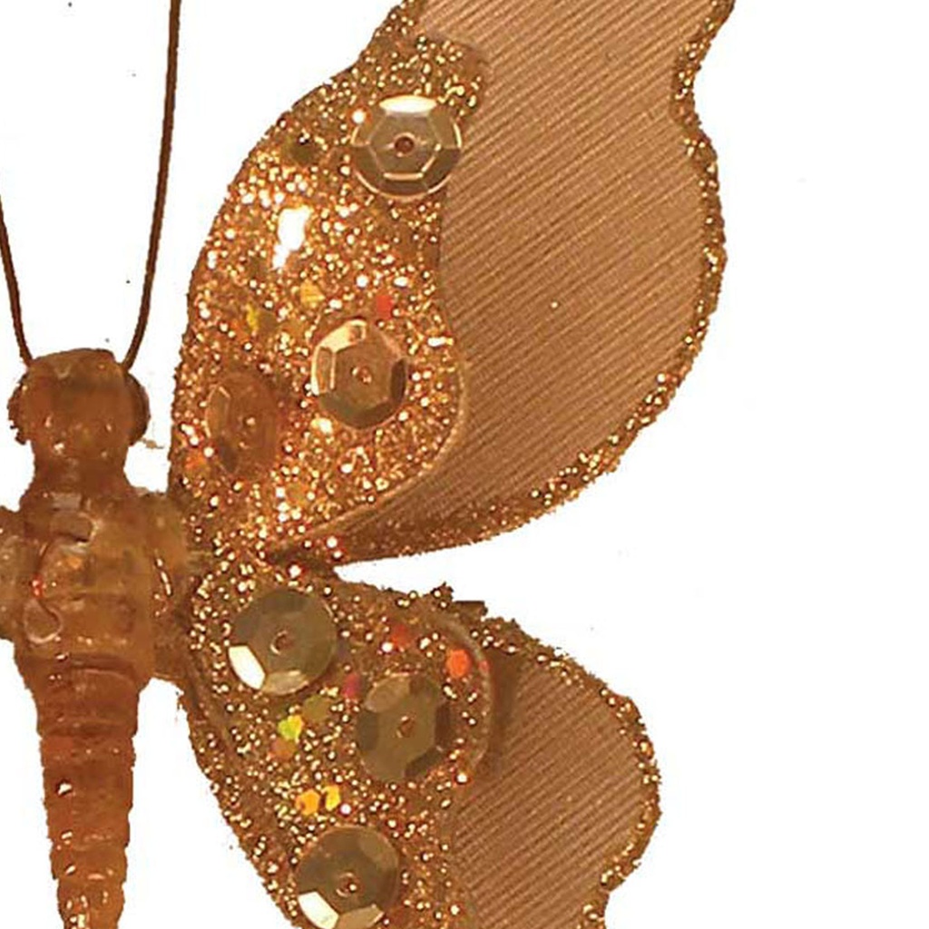 3.5" BROWN GLITTER SEQUIN BUTTERFLY WITH CLIP