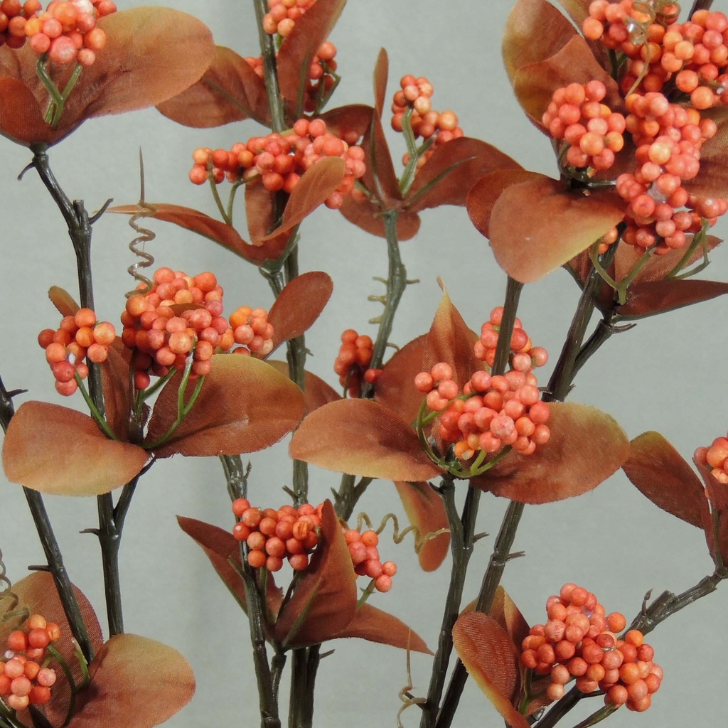BERRY LEAVE SPRAY(3/BUNDLE) 28"  RED/ORANGE