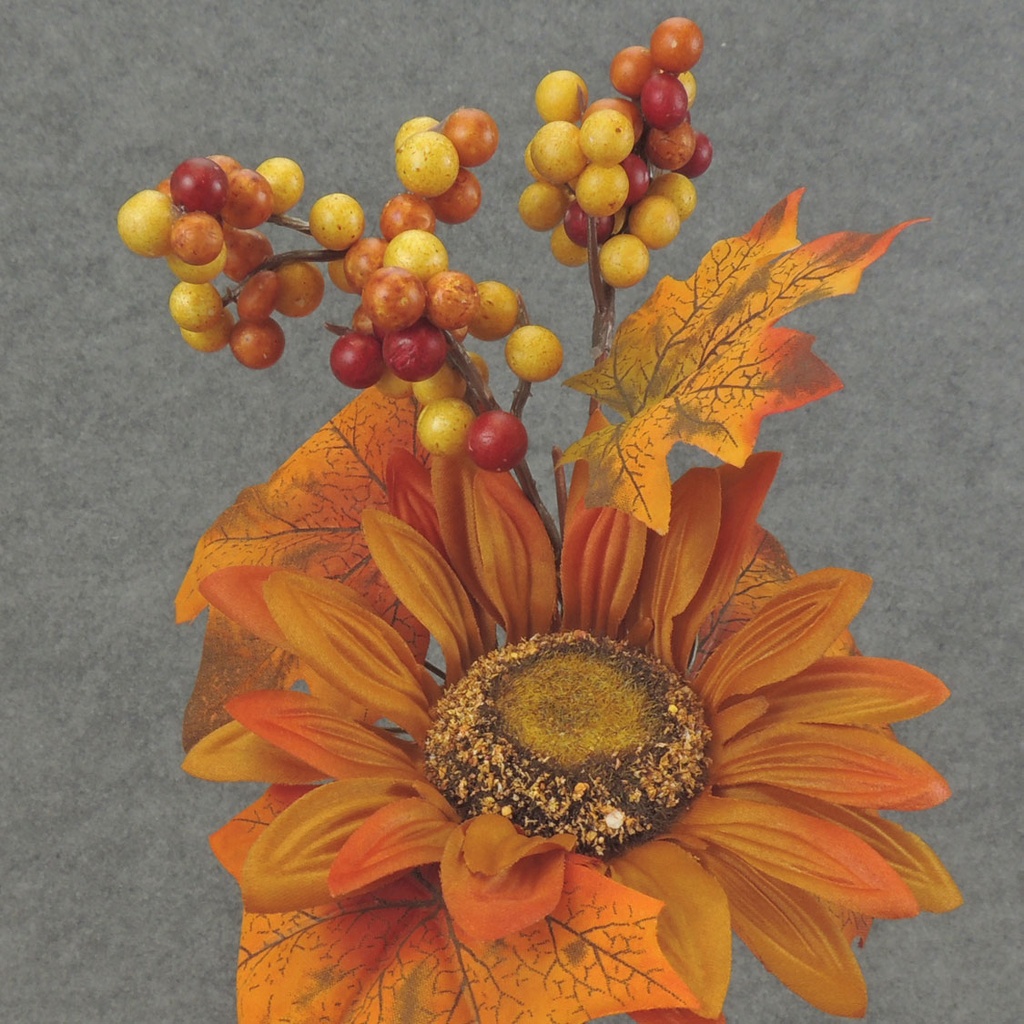 SUNFLOWER/LEAF/BERRY PICK 12"  BURNT ORANGE