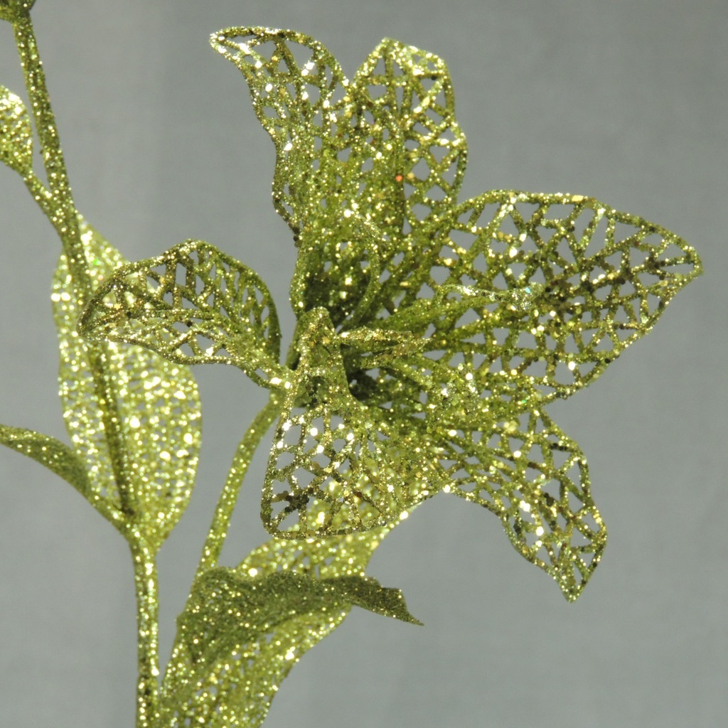 30&quot; TIGER LILY STEM GLITTER GREEN