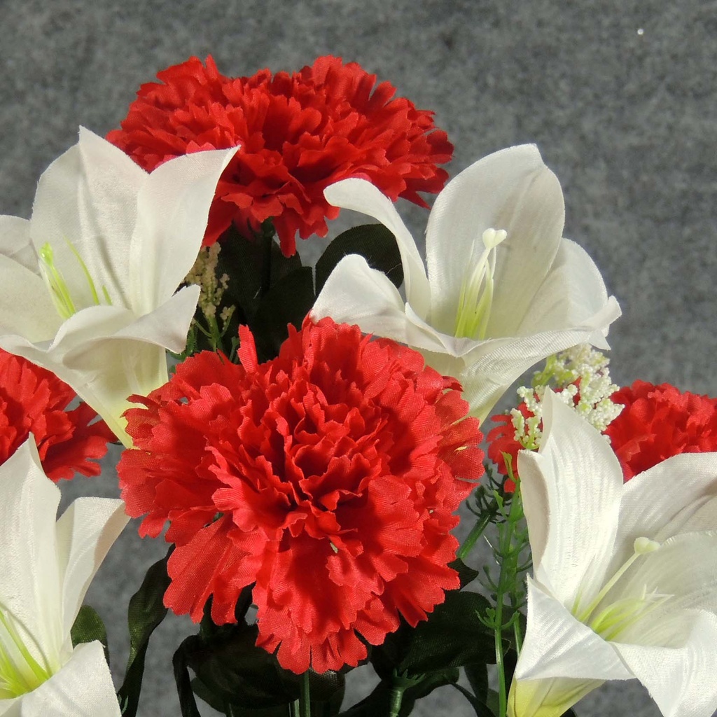 CARNATION/LILY BUSH X9  RED/WHITE