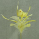 BIRD 3&quot; W/FEATHERS &amp; PIC YELLOW 16&quot; O.A.L.
