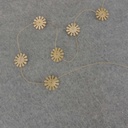 9' GARLAND 1.25" SIMPLE WOOD FLOWER  LIGHT BROWN