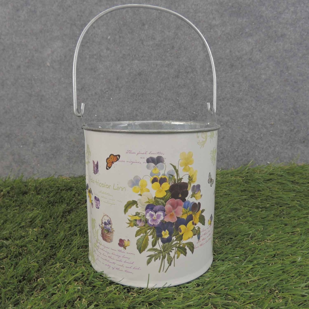 PLANTER TIN PANSY 4.25x4.25"    W/LINER