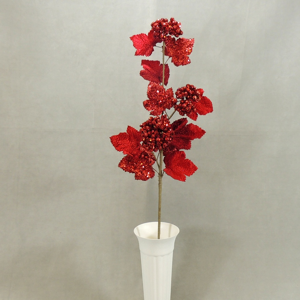 BERRY CLUSTER/LEAF SPRAY 23"  RED