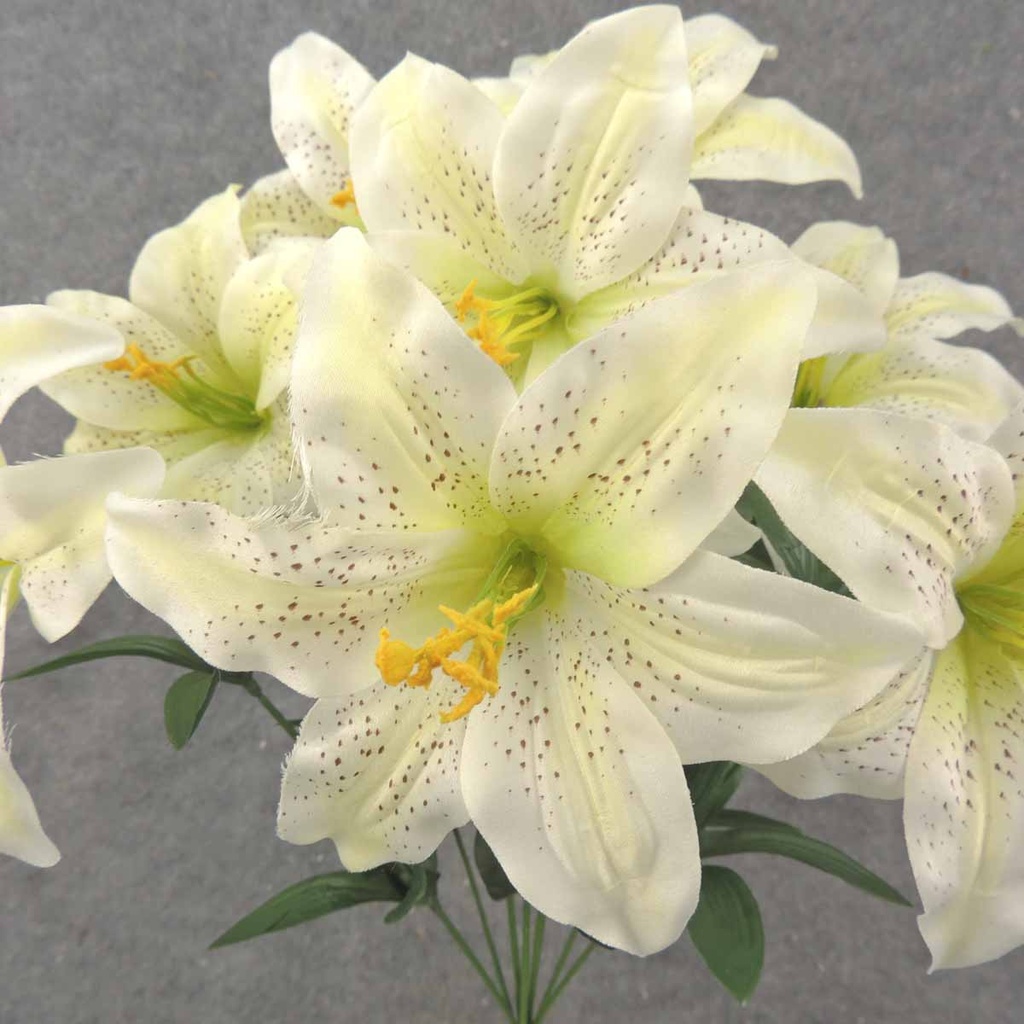 18" TIGER LILY BUSH X9 CREAM