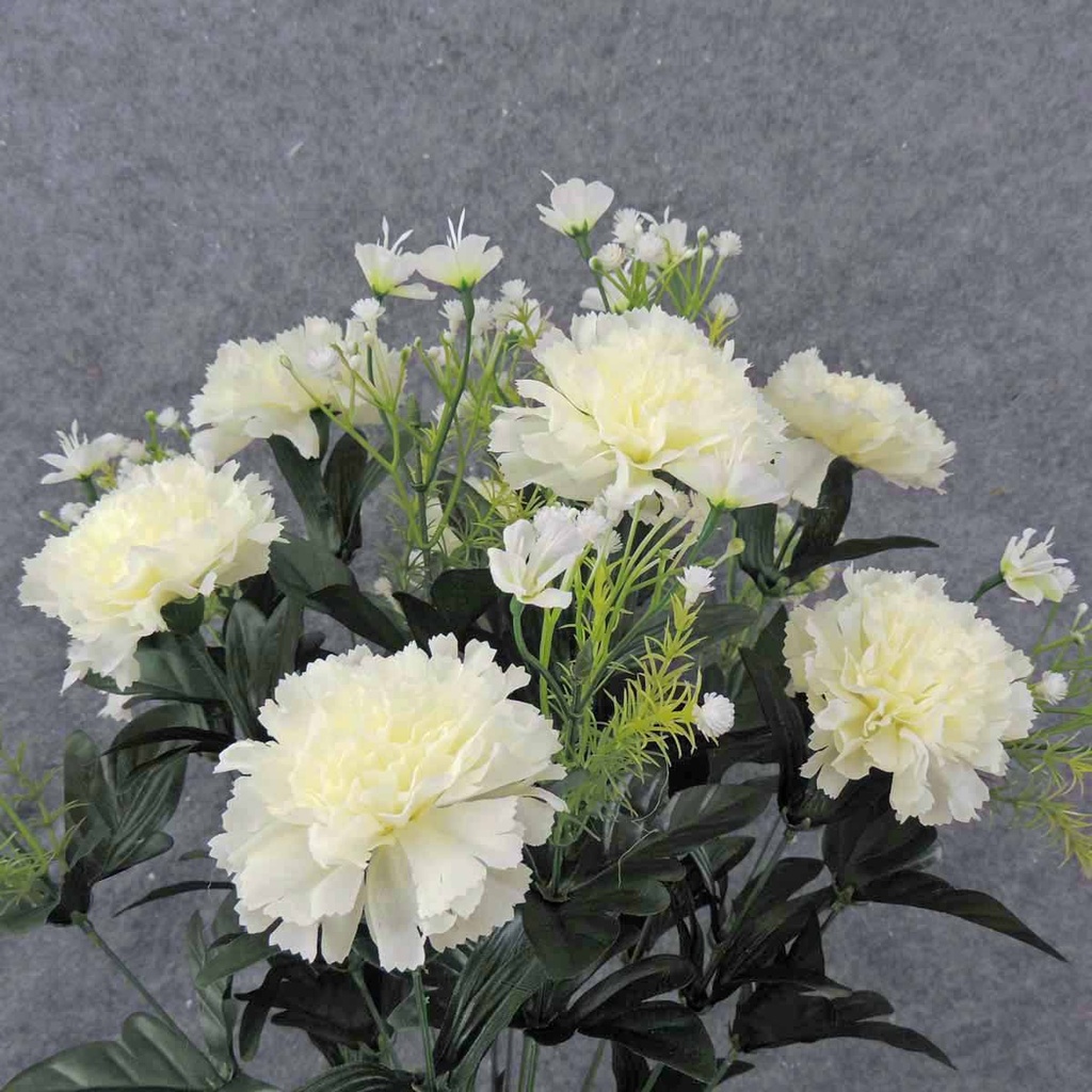 20" CARNATION BUSH X18  CREAM/WHITE