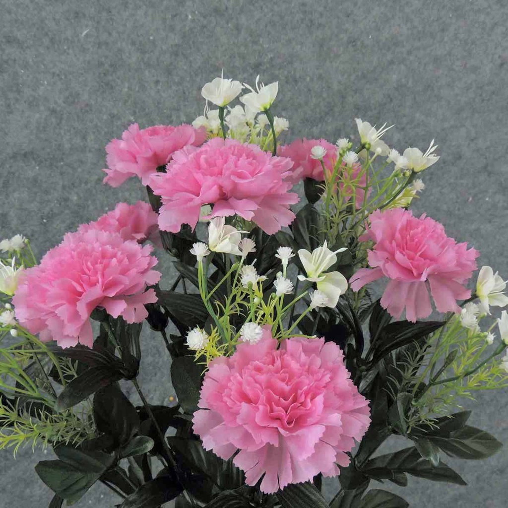 20" CARNATION BUSH X18  PINK/WHITE