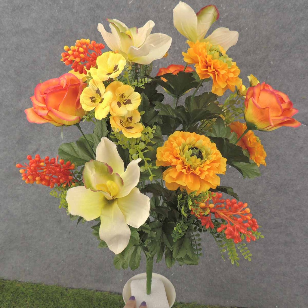 21.5" MARIGOLD/ROSE/ORCHID BUSH X18 ORANGE/YELLOW