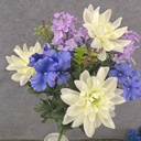 22" DAHLIA/HYDRANGEA/LILAC BUSH X14 W/EUC.  CREAM/PURPLE/LAVENDER