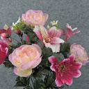 22&quot; PEONY/COSMOS/ALSTROMERIA BUSH X14  BEAUTY/PINK