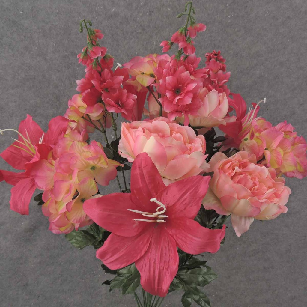 24" PEONY/LILY/HYDRANGEA/DELPHINIUM BUSH X18  BEAUTY/PINK