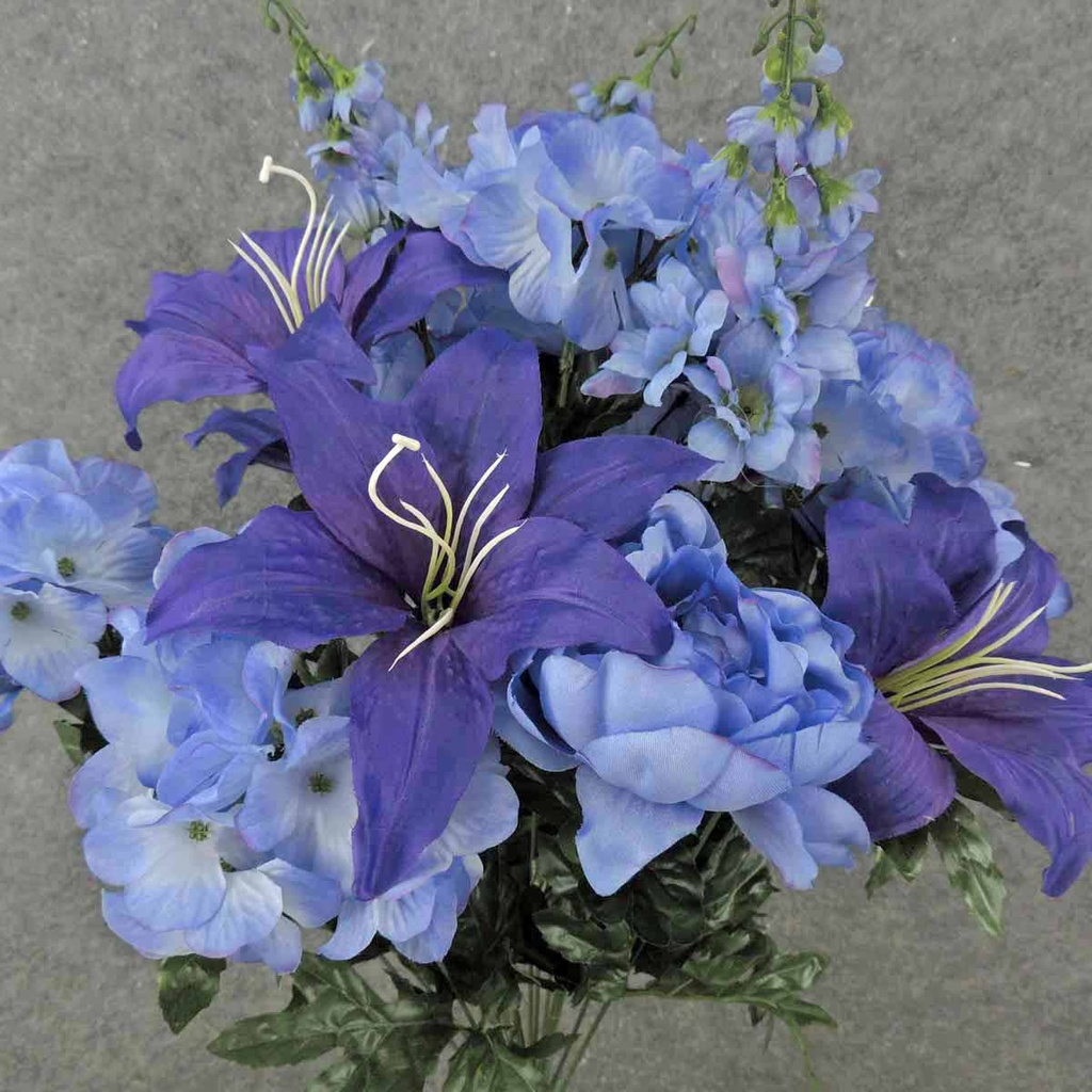 24" PEONY/LILY/HYDRANGEA/DELPHINIUM BUSH X18  BLUE/PURPLE