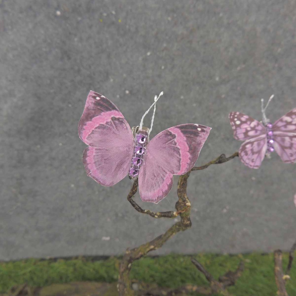 2.25" 6-ASSORTED BUTTERFLIES W/GEMS  PURPLE/LAVENDER MIX