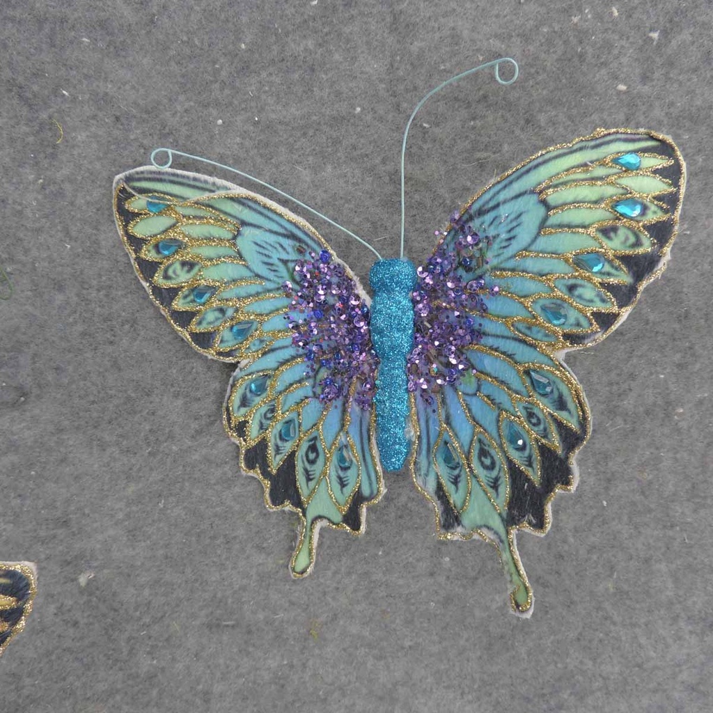 6.5" 6-ASST BUTTERFLIES W/GLITTER & GEMS 