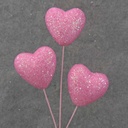 GLITTER HEART PICK X3 12"  PINK