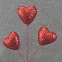 GLITTER HEART PICK X3 12"  RED