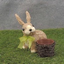 BROWN SISAL BUNNY W/ 2.5&quot; TWIG WRAPPED PLANTER