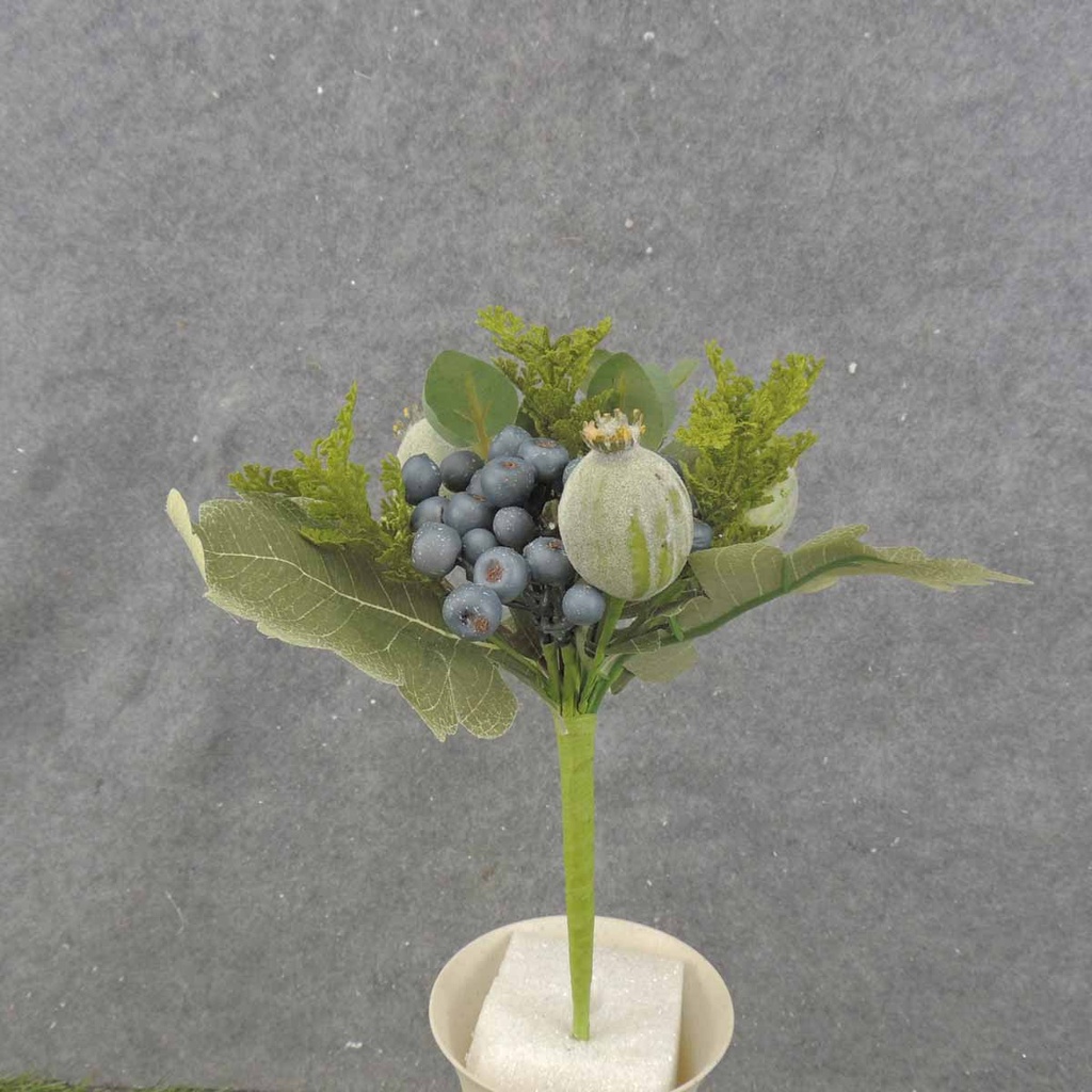 LEAF &amp; BERRY PICK W/POPPY PODS 10&quot;