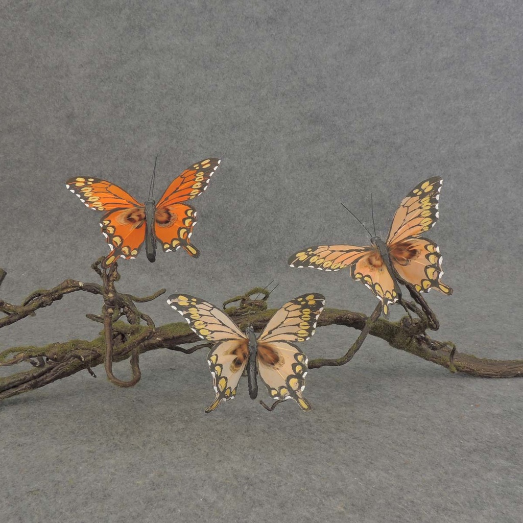 4" FEA BUTTERFLY 3-ASST W/CLIP  ORANGE