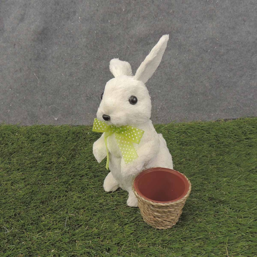 WHITE BUNNY 9" W/ 2.5" PLANTER (STANDING)