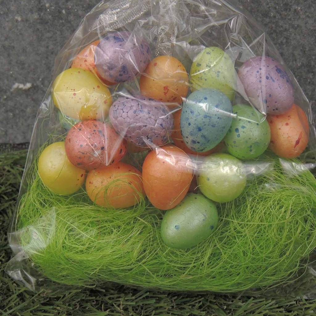 1" ASSORTED EGGS IN BAG W/GRASS (24/BAG)