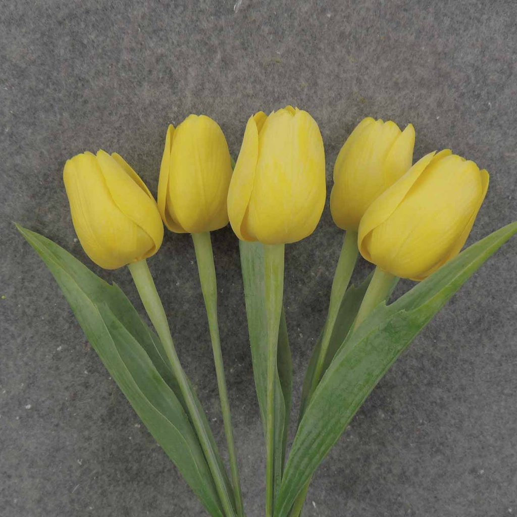 TULIP BUNDLE X5 17" YELLOW (PLASTIC)