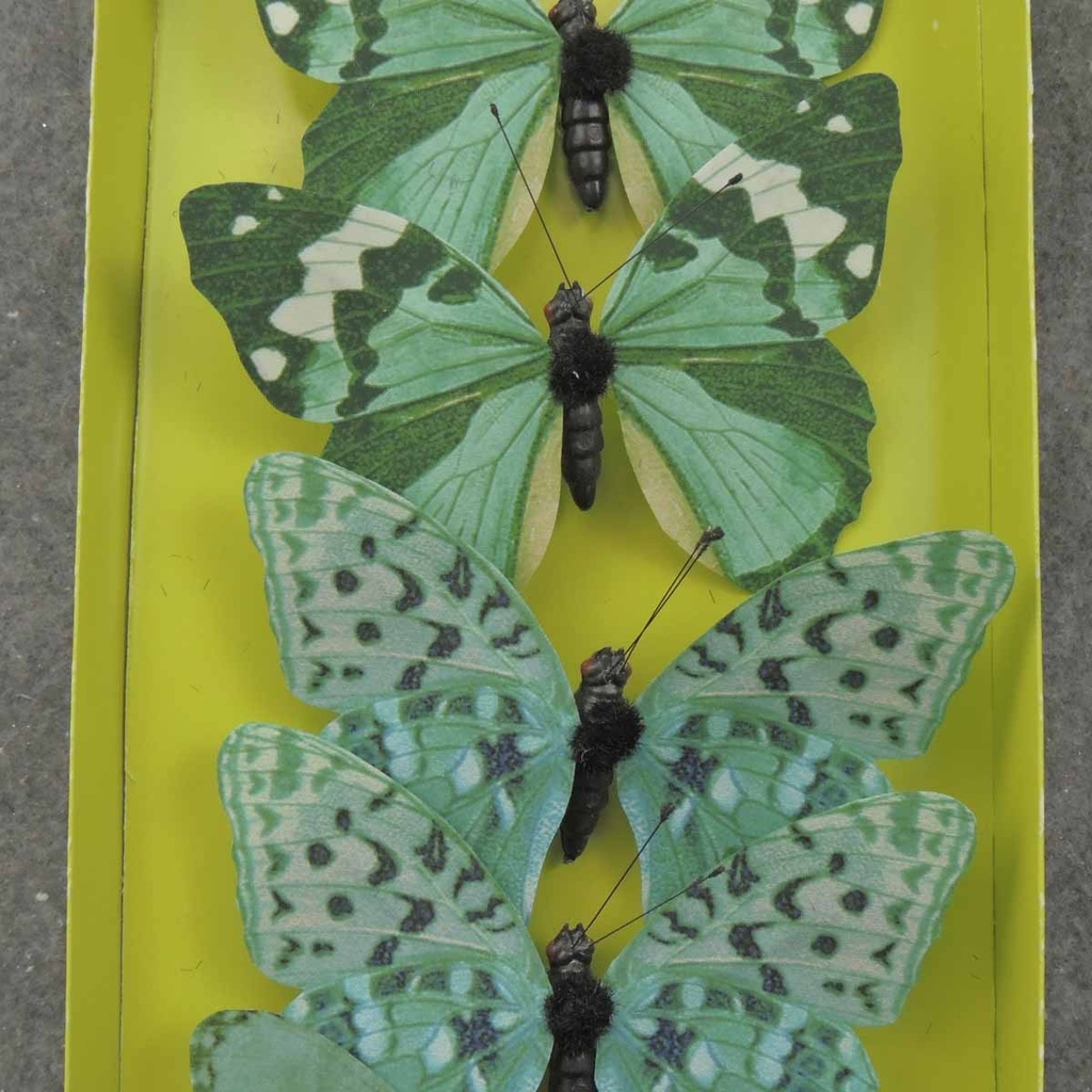 4.25" BUTTERFLIES 3-ASST TEAL/GREEN PRINTED