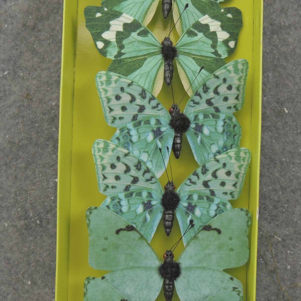 3" BUTTERFLIES 3-ASST TEAL/GREEN PRINTED