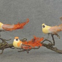 5.5" MUSH/FEA BIRD W/CURLY TAIL W/CLIP 3-ORANGE