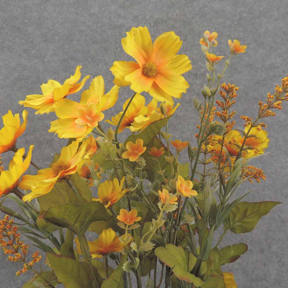 20" YELLOW COSMOS & HEATHER BUSH X10