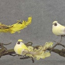 5.5" MUSH/FEA BIRD W/CURLY TAIL W/CLIP 3-YELLOW