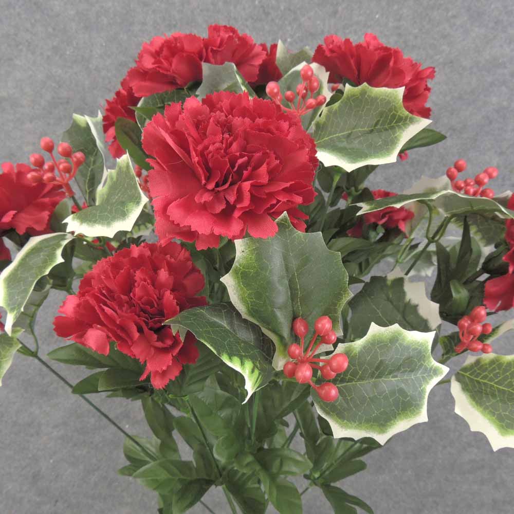 23" CARNATION & HOLLY BUSH W/BERRIES X24