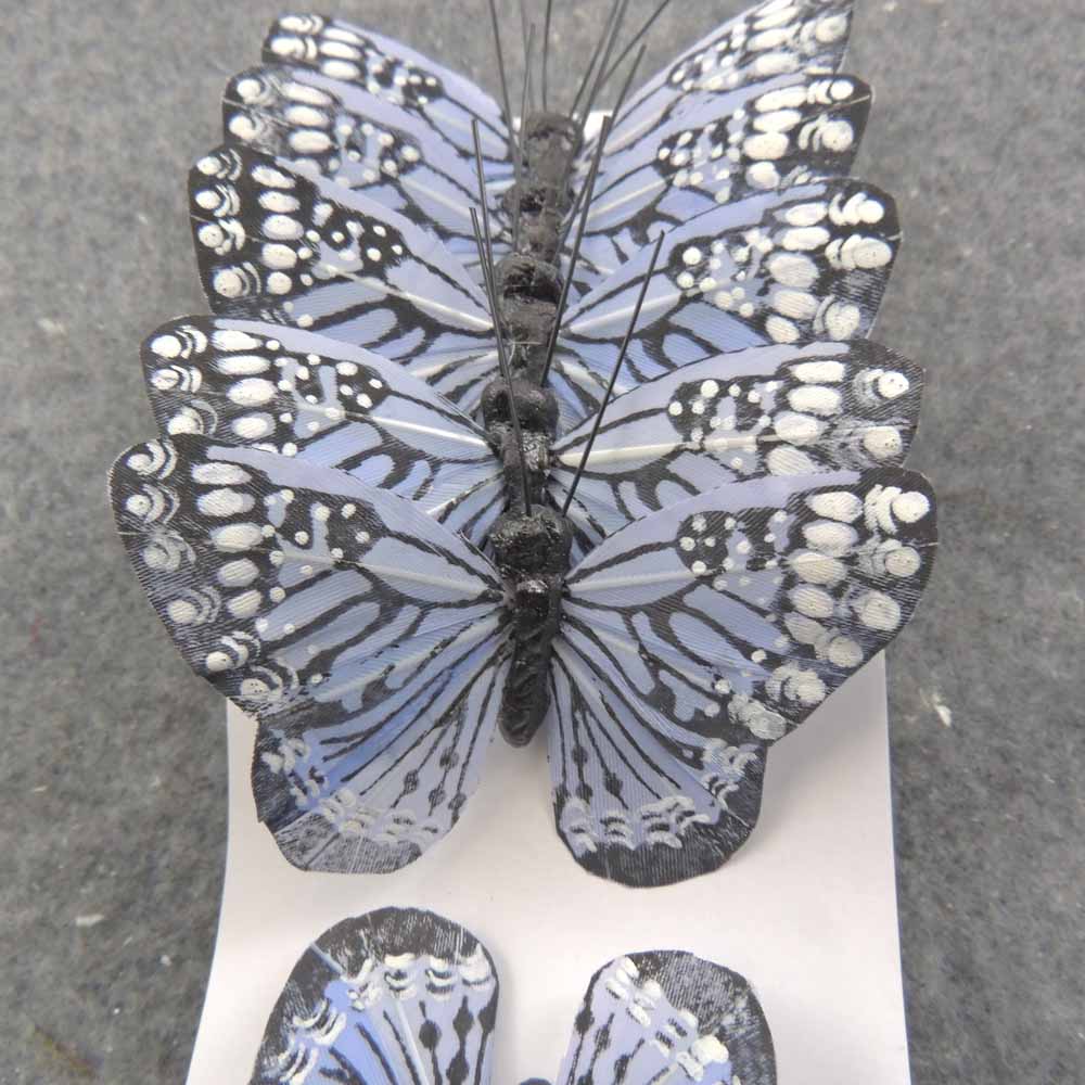 2.5" LIGHT BLUE MONARCH BUTTERFLY W/WIRE