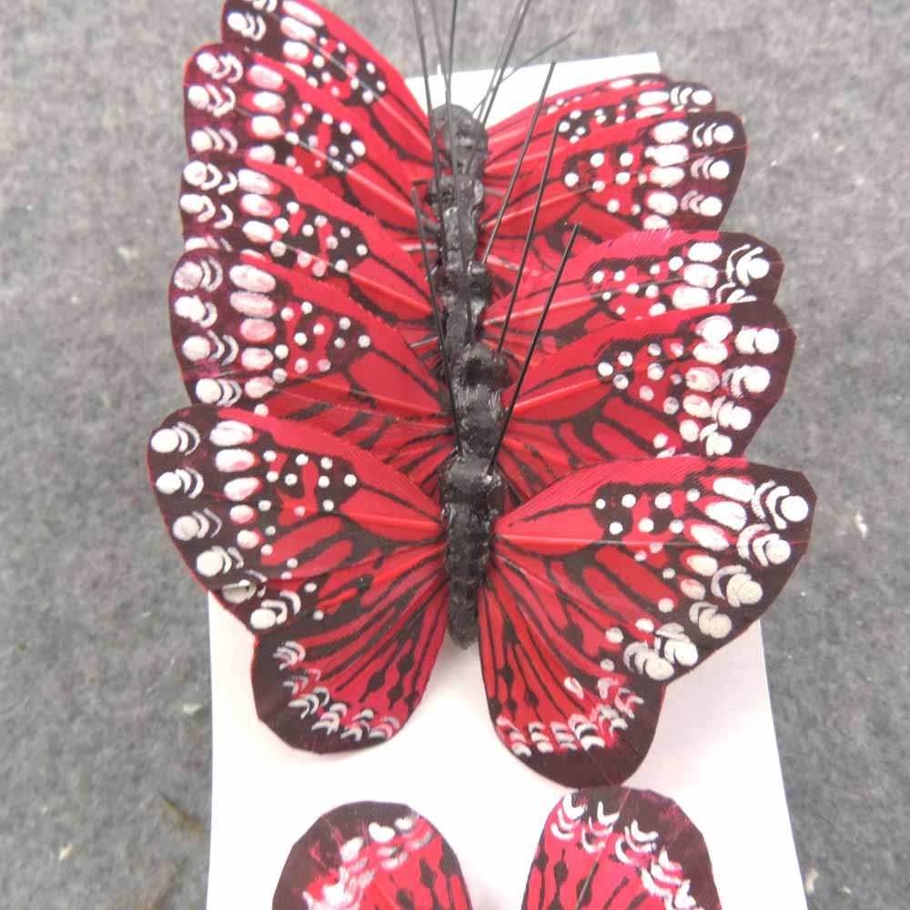 2.5" RED MONARCH BUTTERFLY W/WIRE