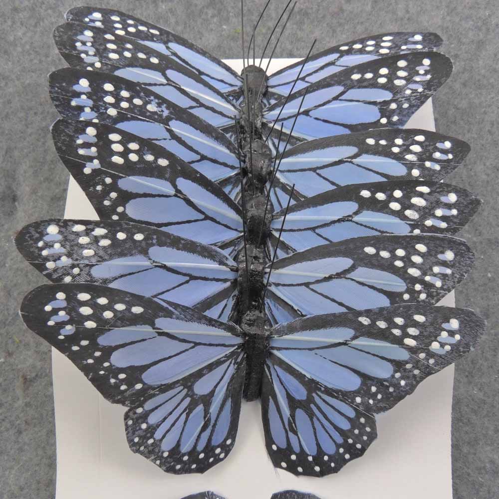 4.75" LIGHT BLUE MONARCH BUTTERFLY W/WIRE