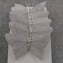 3" SILVER GLITTER BUTTERFLY W/WIRE