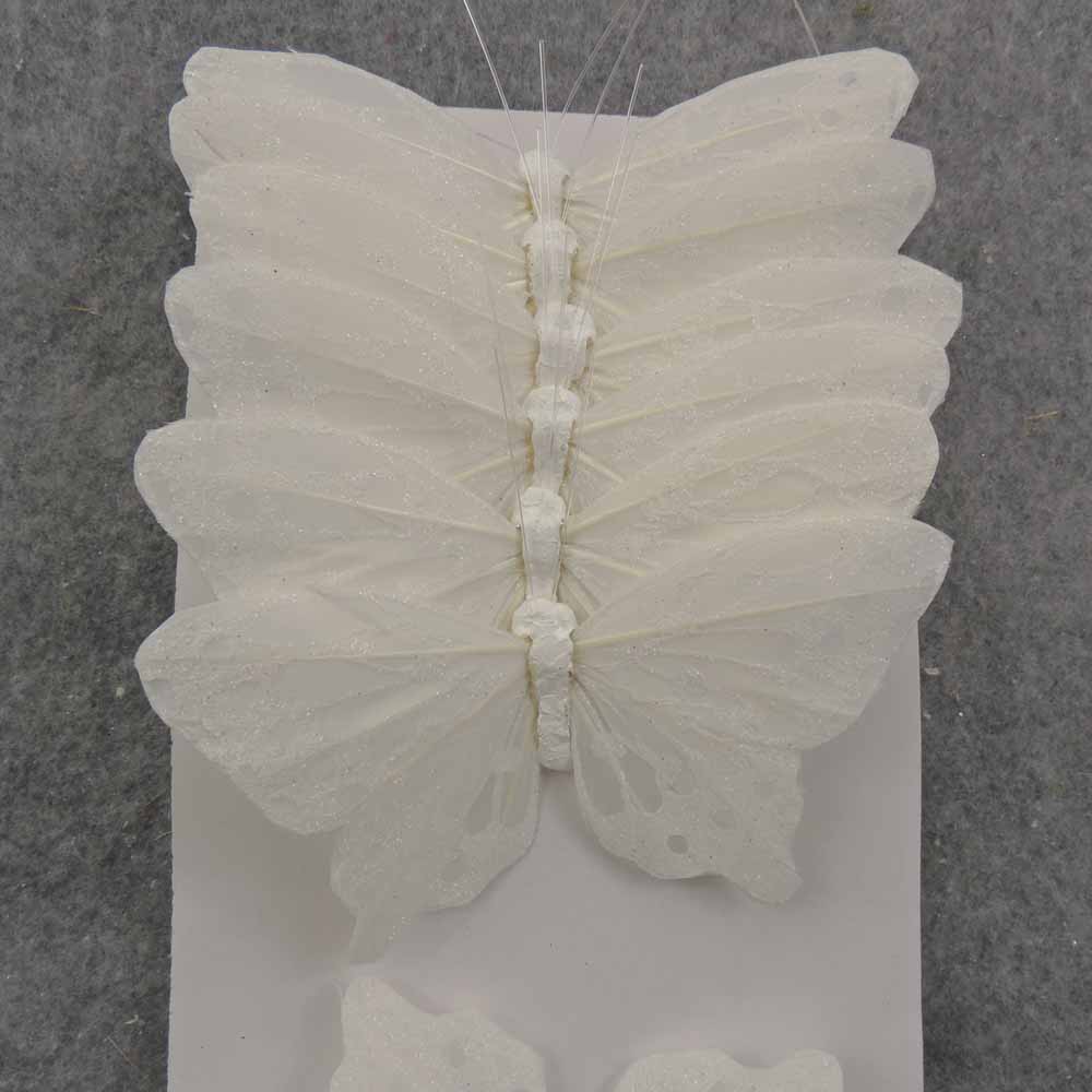 4.5" WHITE MICA BUTTERFLY W/WIRE