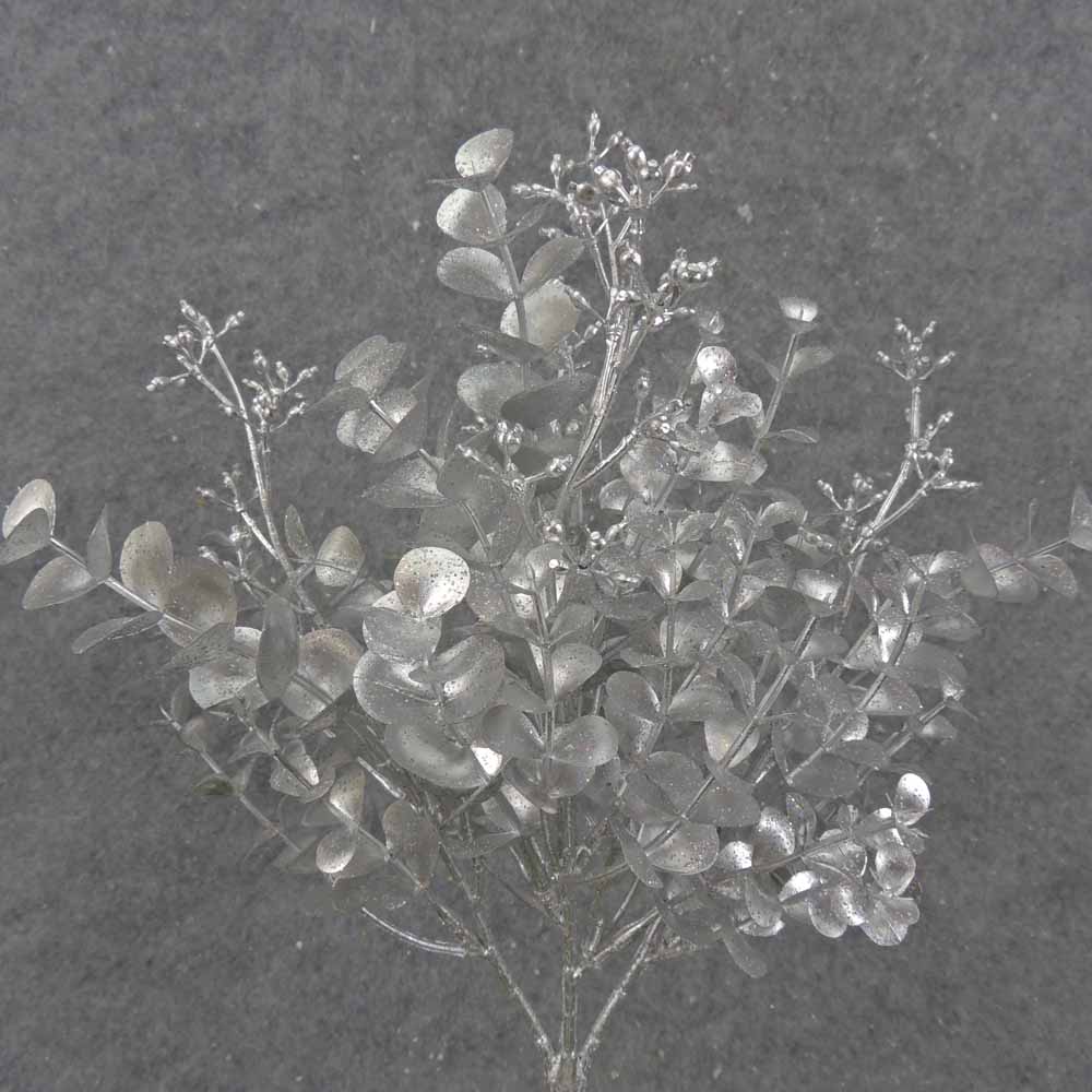 13" METALLIC EUCALYPTUS BUSH X5 SILVER