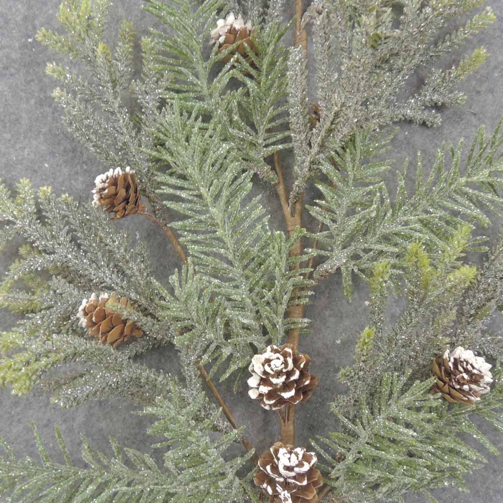 29" FROSTED PINE SPRAY W/CONES