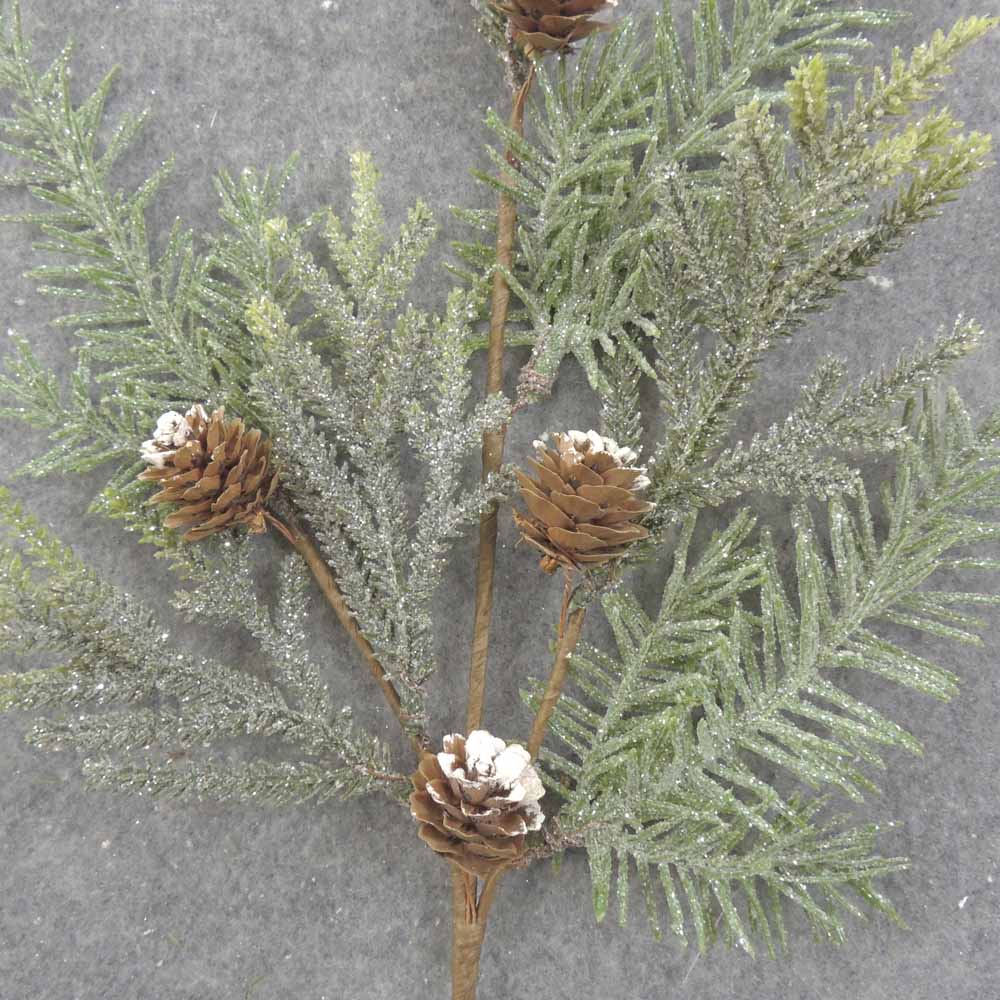 20&quot; FROSTED PINE SPRAY W/CONES