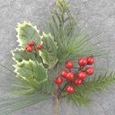 16" PINE HOLLY & BERRY SPRAY